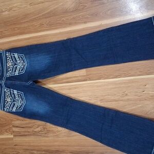 Miss Chic Jeans Dark Blue Flare with Embellished Pockets